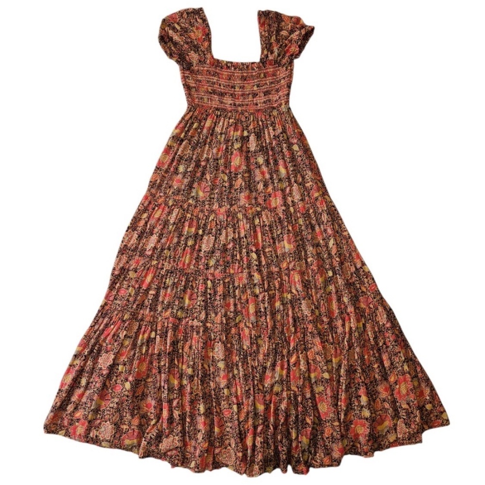 New FREE PEOPLE floral Getaway tiered maxi dress SZ SMALL - Picture 2 of 10